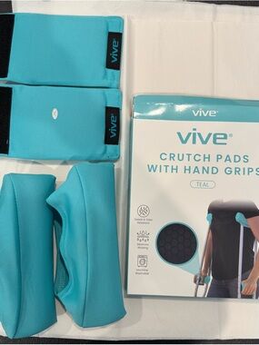 Vive Teal Crutch Pads with Ergonomic Hand Grips
